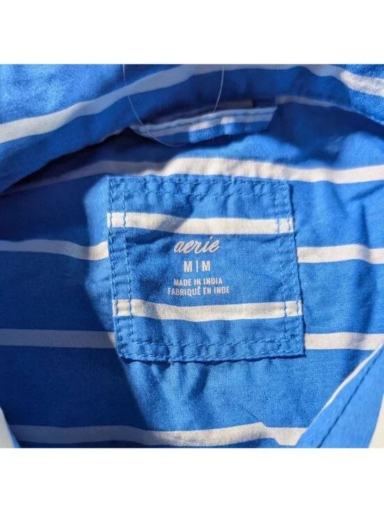 Aerie Good Day Button Day Shirt NWT Nautical Coastal Preppy 100% Cotton - Picture 6 of 11